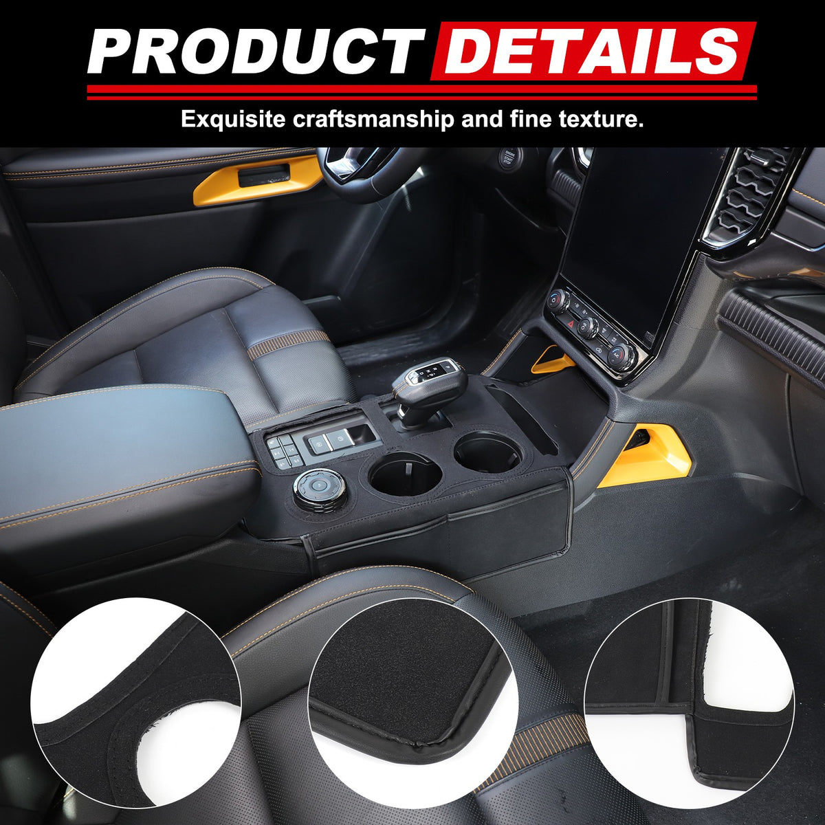 Suede Cloth Center Console Gear Shift Trim Cover For Ford Ranger T9 2023+ 19