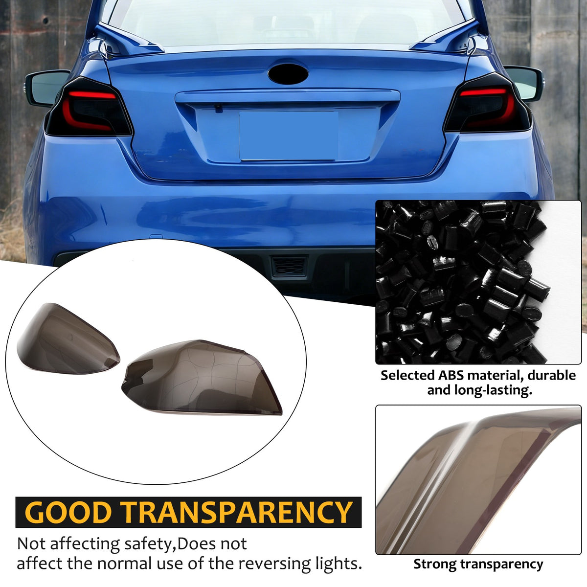 Black Smoked Taillight Lens Trim For Subaru WRX STI 2015-2021 22