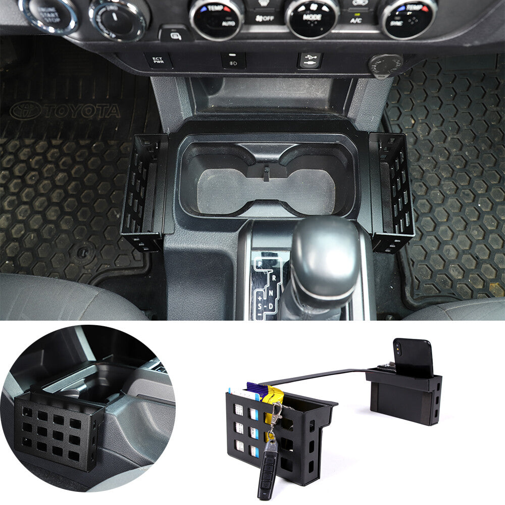 Interior Alloy Gear Shift Storage Box Two Baskets Trim For Toyota Tacoma 16-2023 1