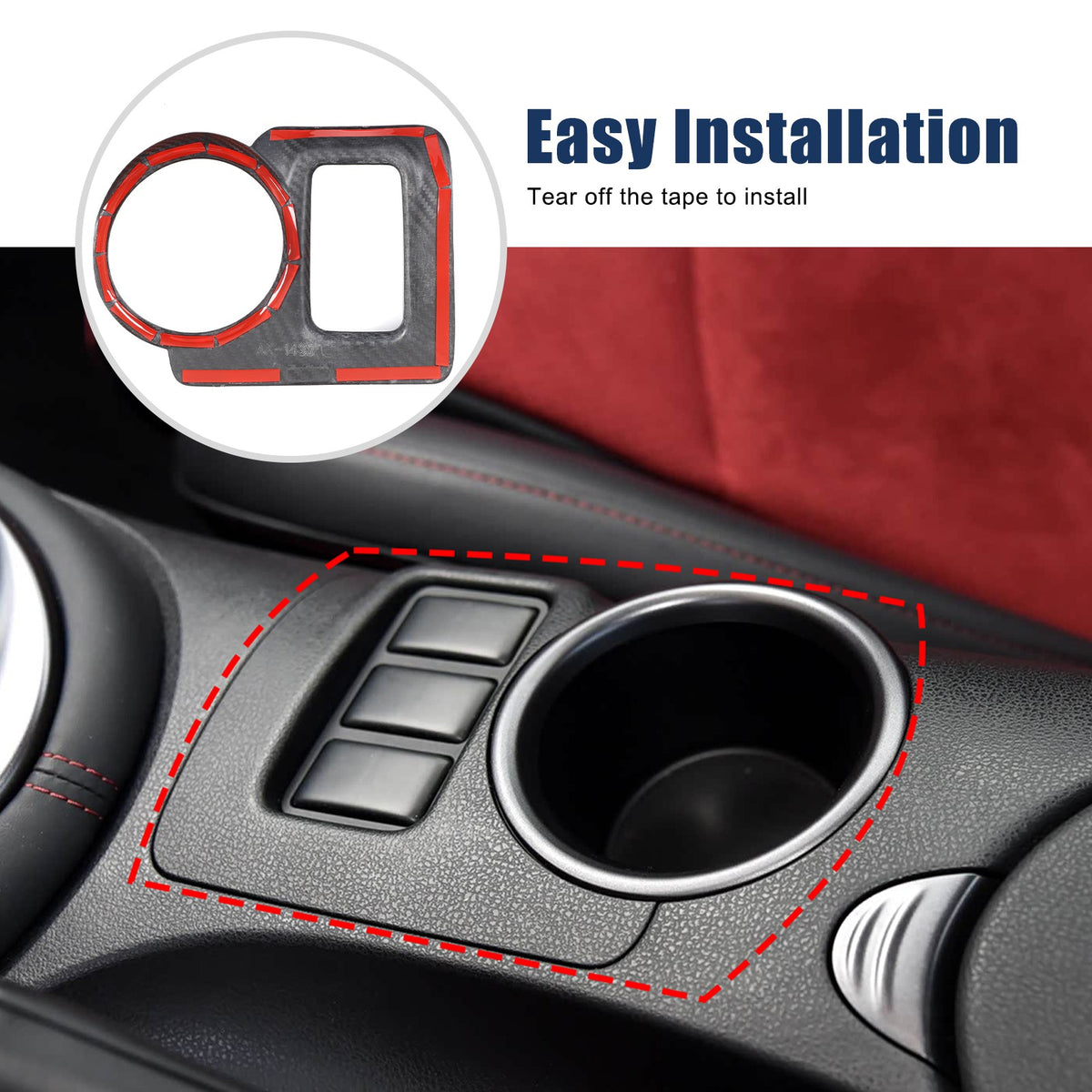 Real Carbon Fiber Center Console Cup Holder Trim For Nissan 370Z Z34 2009-2020 14