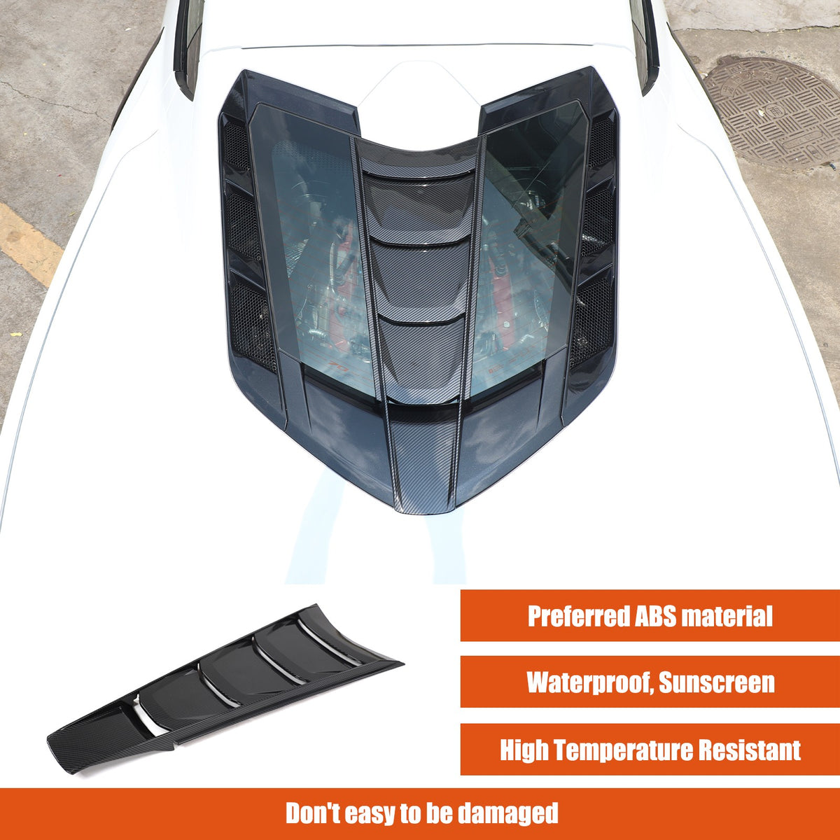 Carbon Fiber ABS Rear Split Window Applique Louver Trim For Corvette C8 Z51 20+ 13