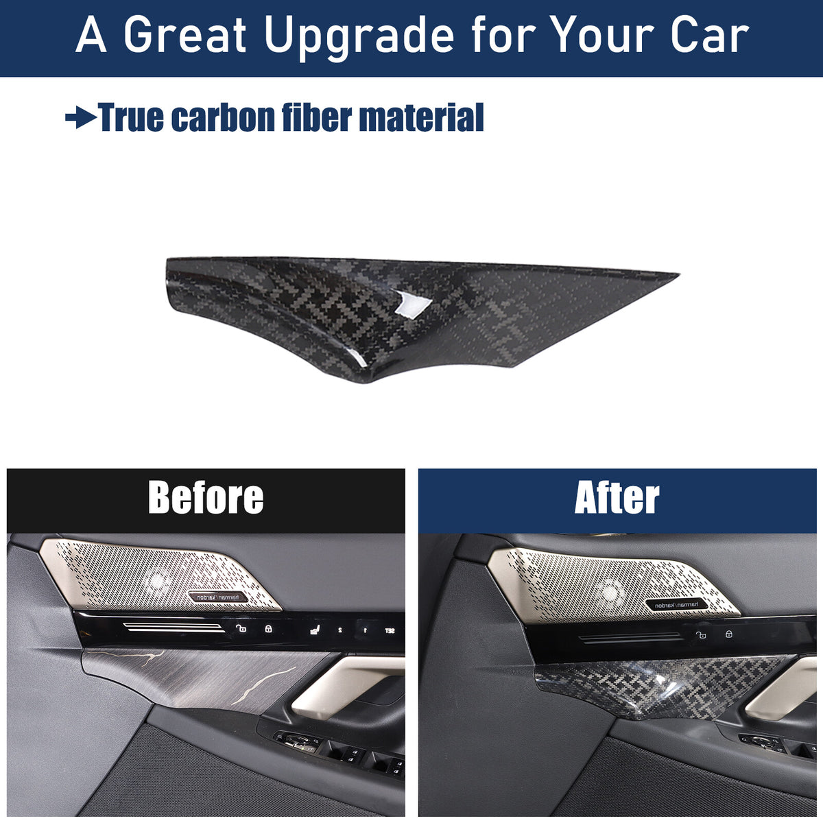 X Style Real Carbon Fiber Inner Front door Cover Trim For BMW 5 Series G60 2024+ 1
