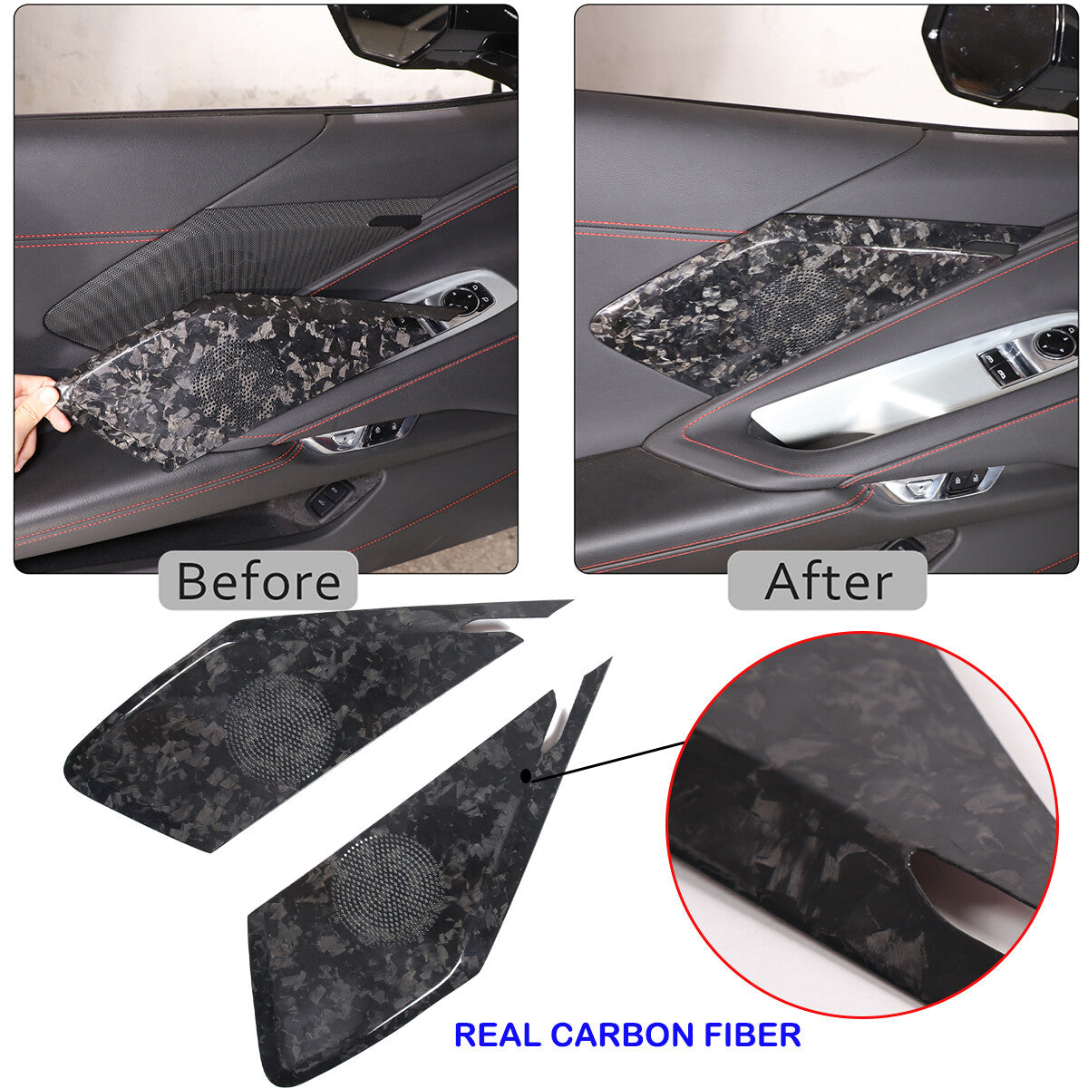 Forged Carbon Fiber Interior Door Speaker Cover For Corvette C8 Z51 Z06 1LT 20+ 2
