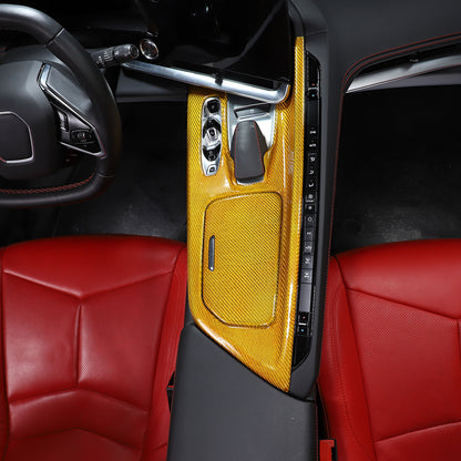 Real Carbon Fiber Center Console Gear Shift Panel Cover For Corvette C8 2020-25 3