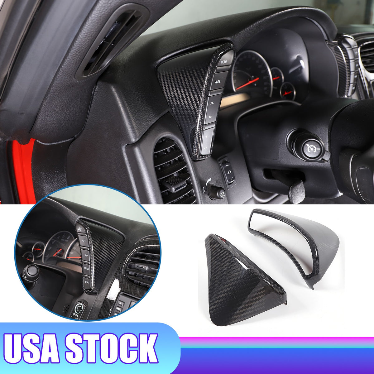 Real Carbon Fiber Instrument Speedometer Side Cover Trim For Corvette C6 2005-13 1