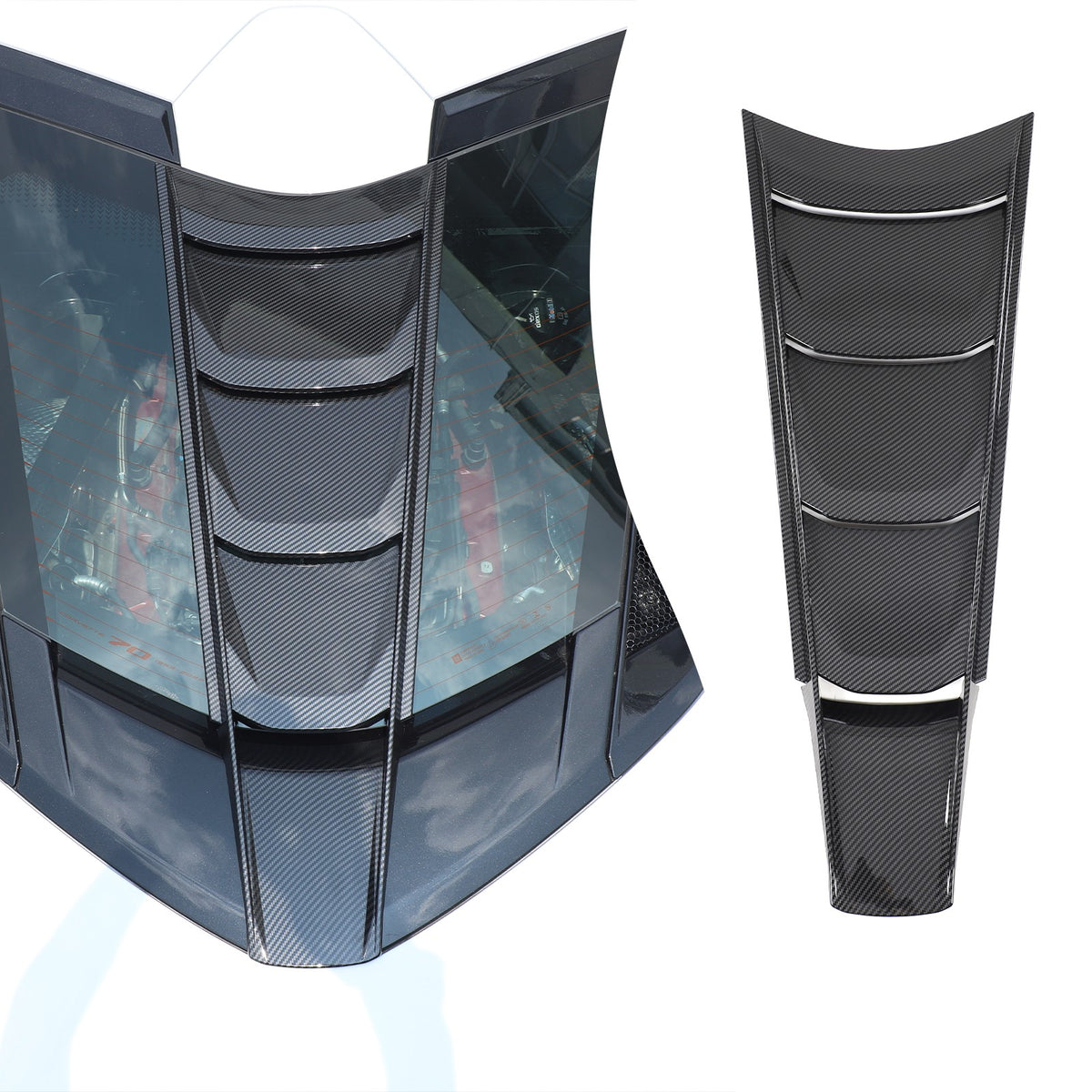 Carbon Fiber ABS Rear Split Window Applique Louver Trim For Corvette C8 Z51 20+ 1