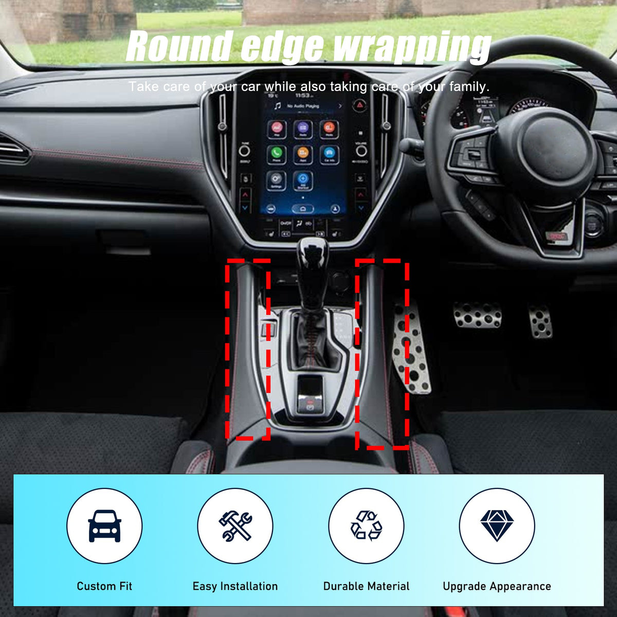 Red Real Carbon Fiber Gear Shift Side Panel Trim For Subaru WRX VB AT 2022+ 6