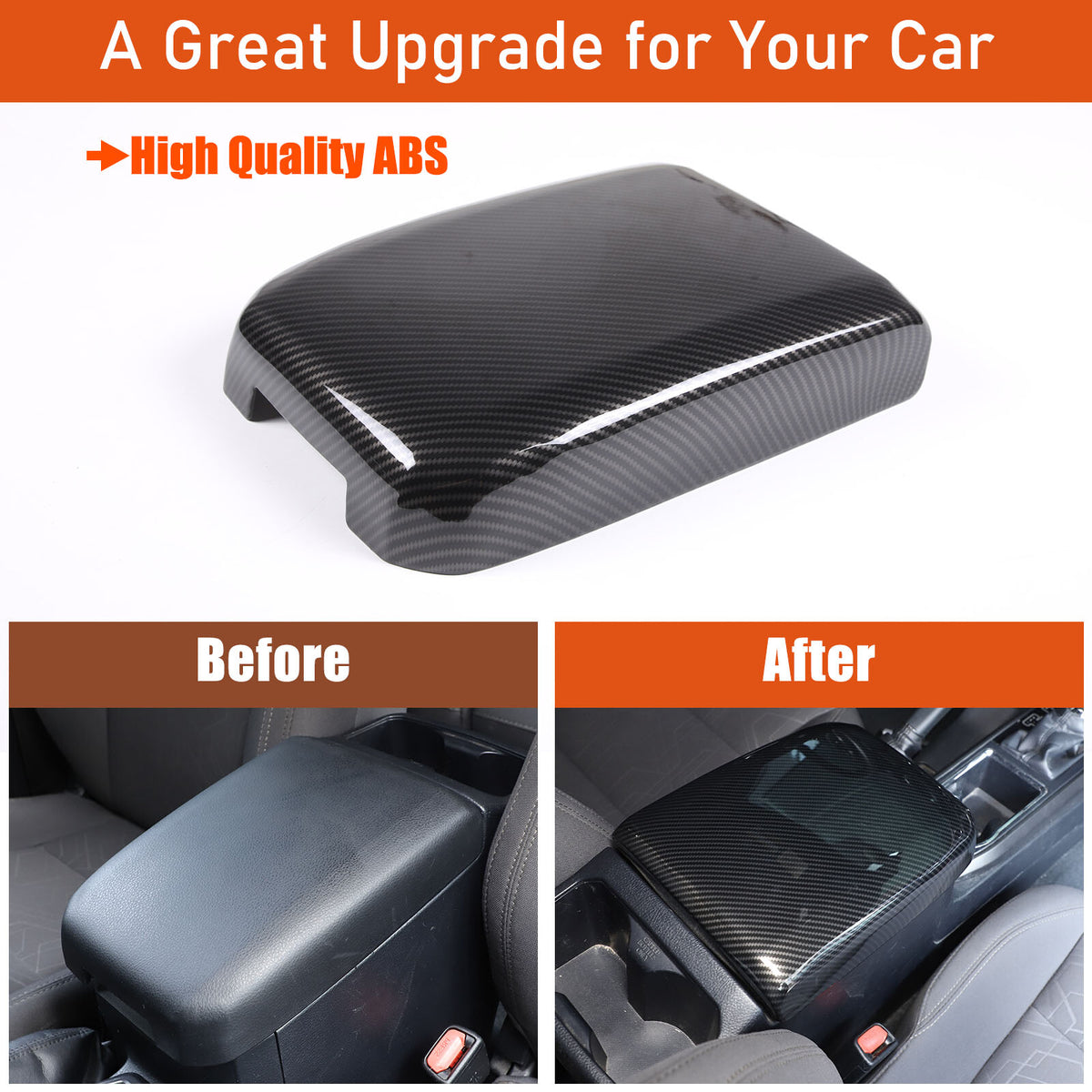 ABS Carbon Fiber Center Console Armrest Box Cover For Toyota Tacoma 2016-23 12