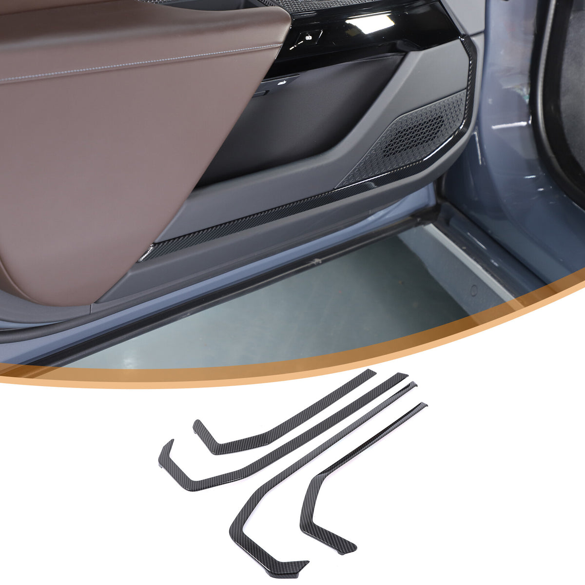 ABS Carbon Fiber Inner door Armrest panel Trim Cover For BMW 7 Series G70 23-25 4