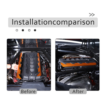 Orange Aluminum Engine Bay Engine Side Cover Plate Trim For Corvette C8 2020-26 16