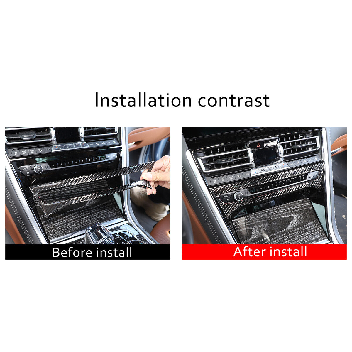 4pcs Carbon Fiber Console Gear shift Panel Trim Cover For BMW 8 Series G15 19-22 12