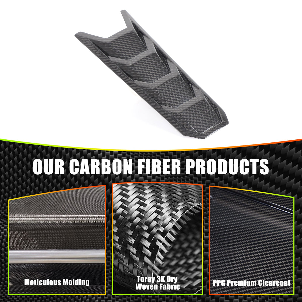 Real Carbon Fiber Engine Hood Center U-Shaped Cover Trim For Corvette C8 2020+ 11