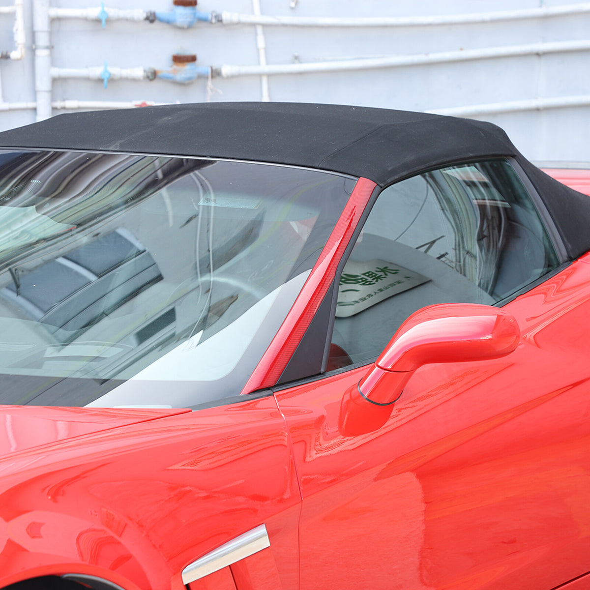 Red Carbon Fiber Exterior Windshield A-Pillar Cover Trim For Corvette C6 05-13 8