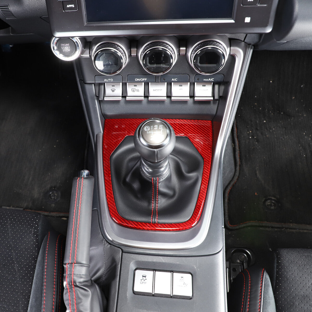 Red Real Carbon Fiber Interior Center Console Trim Set Kit For Subaru BRZ 22+ 176