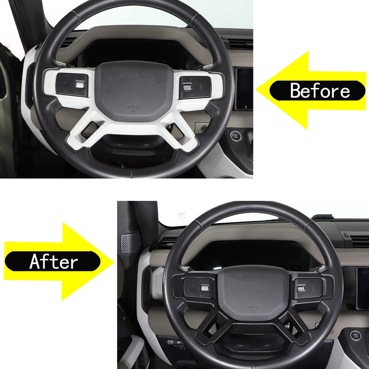 Matte Black Steering Wheel Frame Trim For Land Rover Defender 90 110 2020-23 US 9