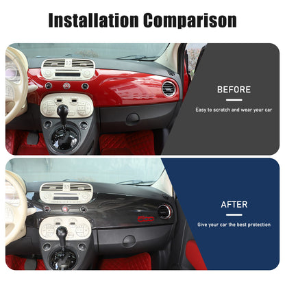 Real Carbon Fiber Dashboard Panel Trim Cover For Fiat 500 312 2007-2015 24