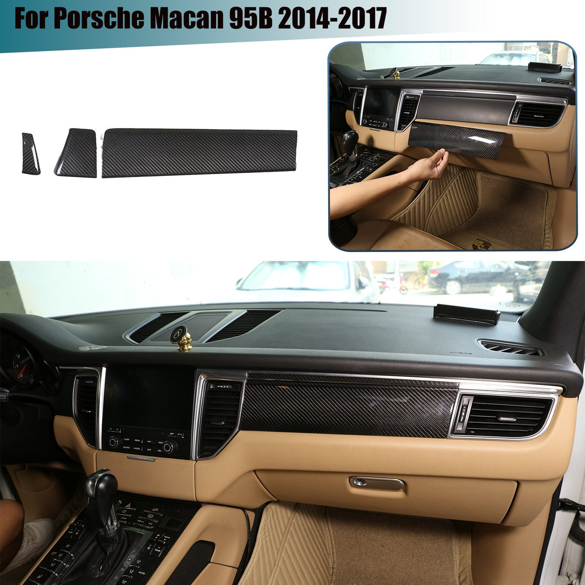 Real Dry Carbon Fiber Center Console Trim For Porsche Macan 95B 2014-2017 1