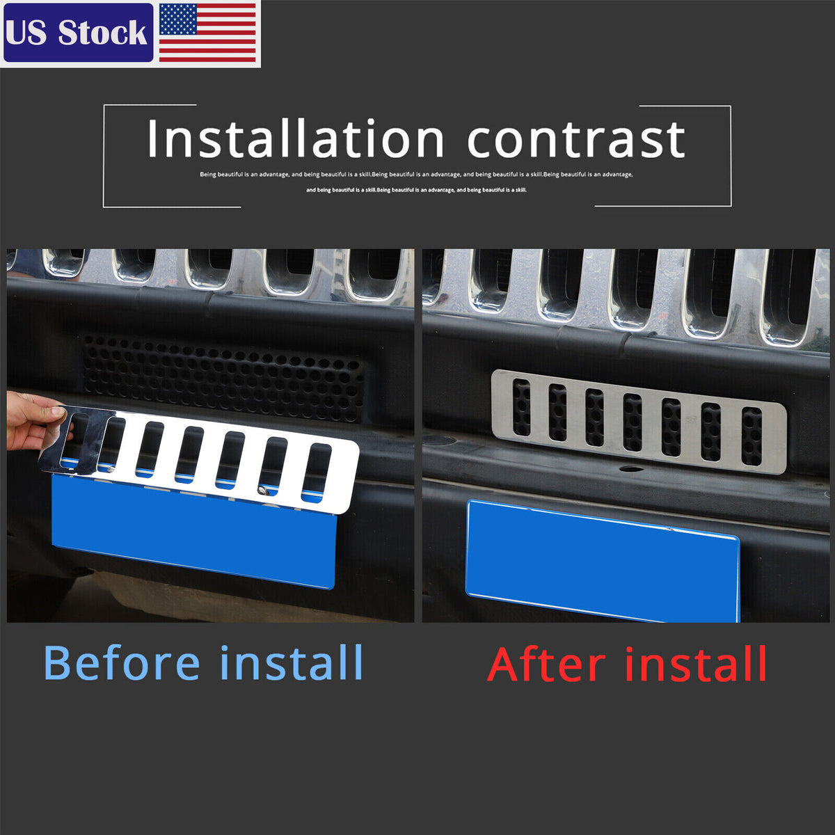 Chrome Front bumper Lower Grille Trim Cover Fit For Hummer H2 SUV SUT 2003-09 US 12