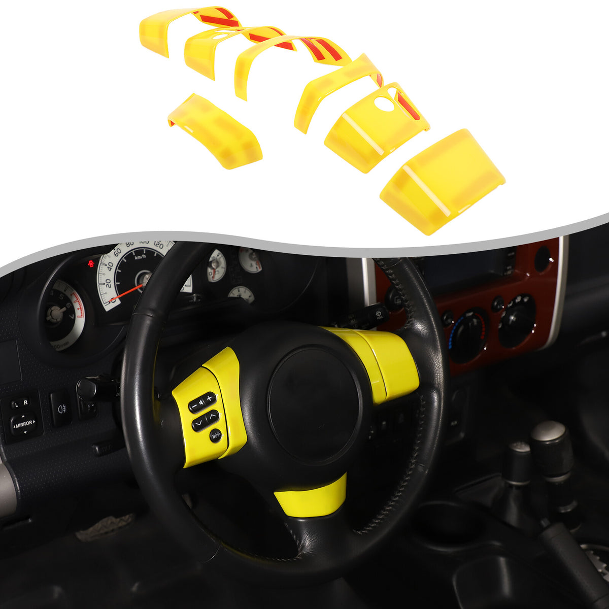 Yellow ABS Interior Center Console Trim Cover for Toyota FJ Cruiser 2007-2021 3