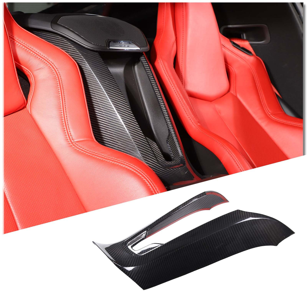 Real Carbon Fiber Waterfall Console Wireless Charger Cover For Corvette C8 20-26 5