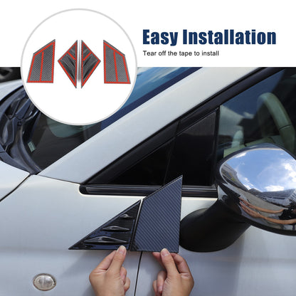 Real Carbon Fiber External A-Pillar Triangle Trim Cover For Fiat 500 2010+ 8