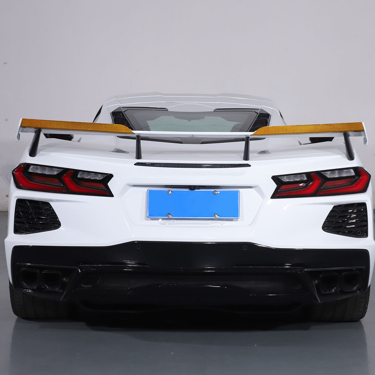 Yellow Carbon Fiber High Wing Spoiler Add-On Wicker Bill Pair For Corvette C8 6
