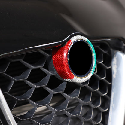 Tricolor Real Carbon Fiber Grille V-Shaped Trim For Alfa Romeo Giulia 2017+ US 17