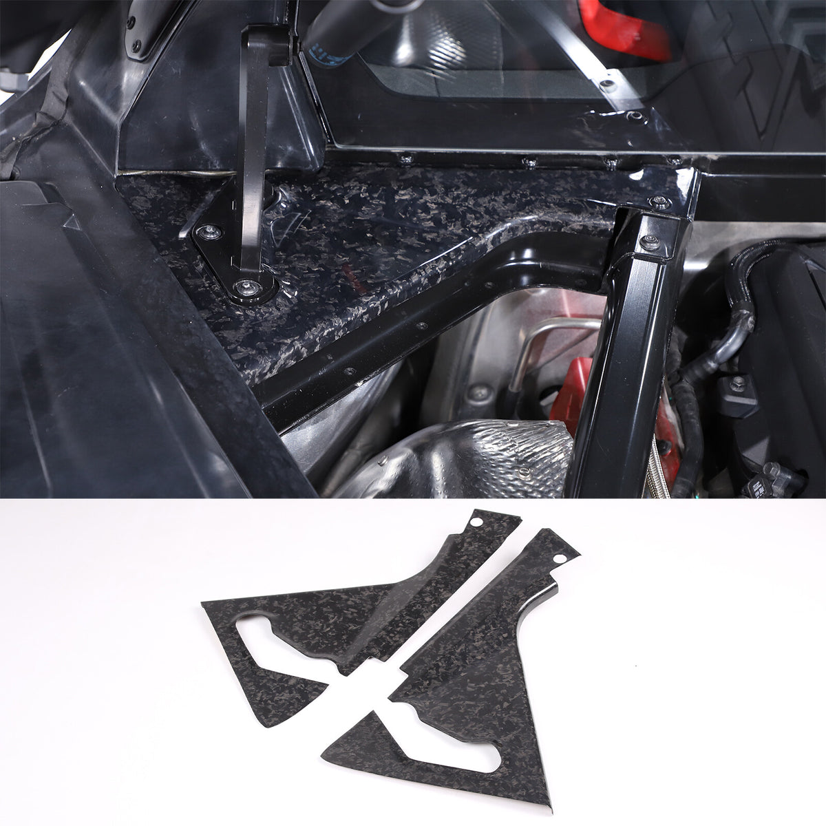 Forged Carbon fiber Front Hood Lift Support Corner Cover Trim For Corvette C8 7