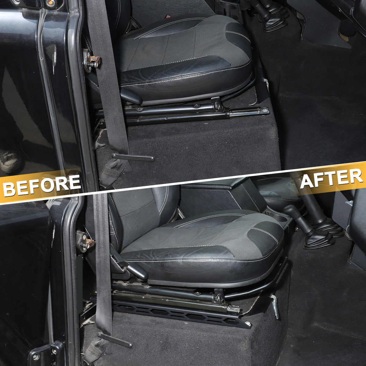 Black Steel Front Seat Adjustment Bracket Trim For LR Defender L316 2004-2018 3