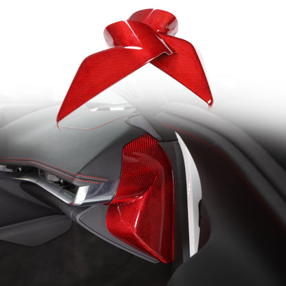 Red Real Carbon Fiber Dashboard Side Trim ForCorvette C8 Stingray Z06 Z51 2020+ 7