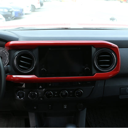 Red ABS Central Control Dashboard Decorative Cover For Toyota Tacoma 2016-2023 4