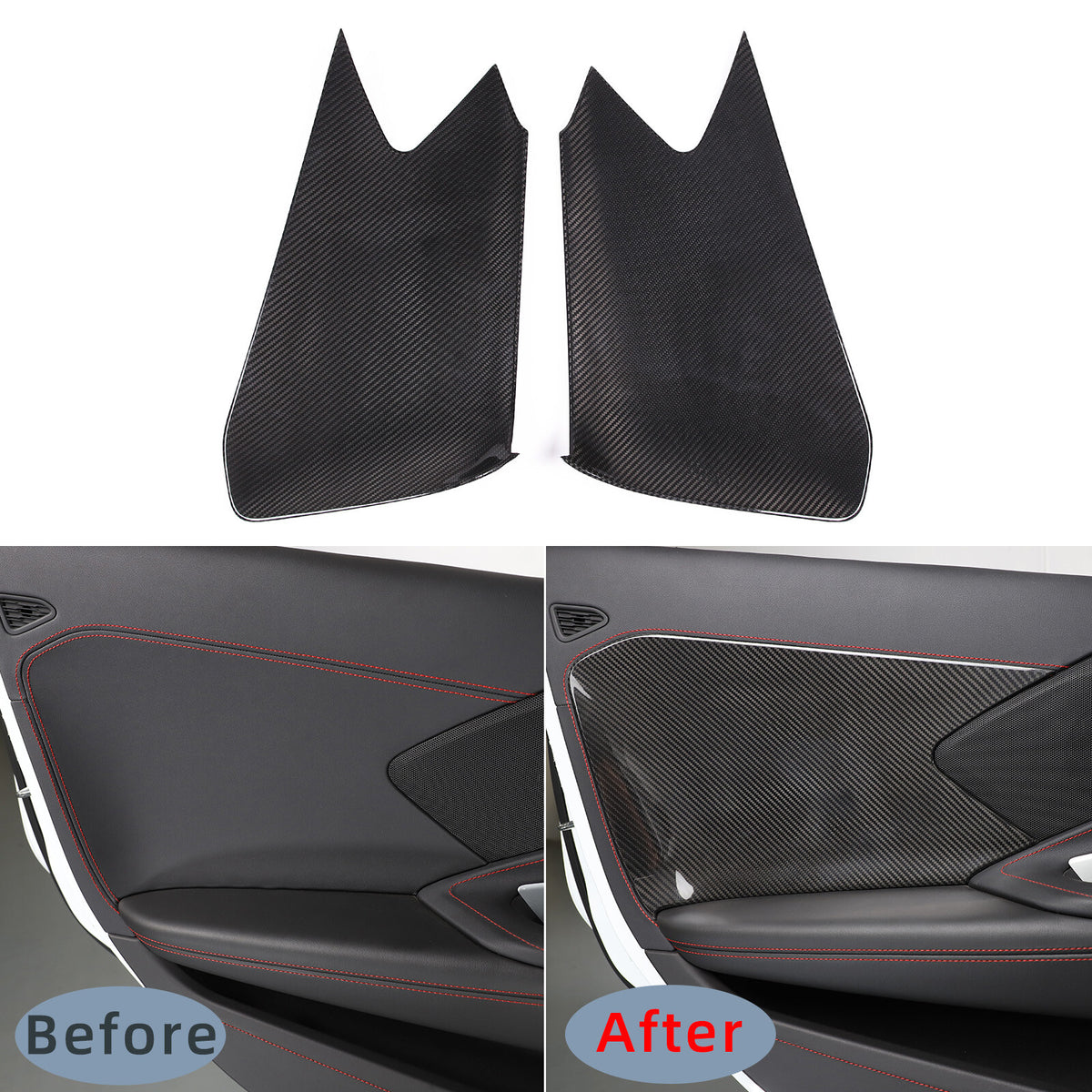Real Carbon Fiber Interior Door Cover Trim Decoration for Corvette C8 2020-26 US 4