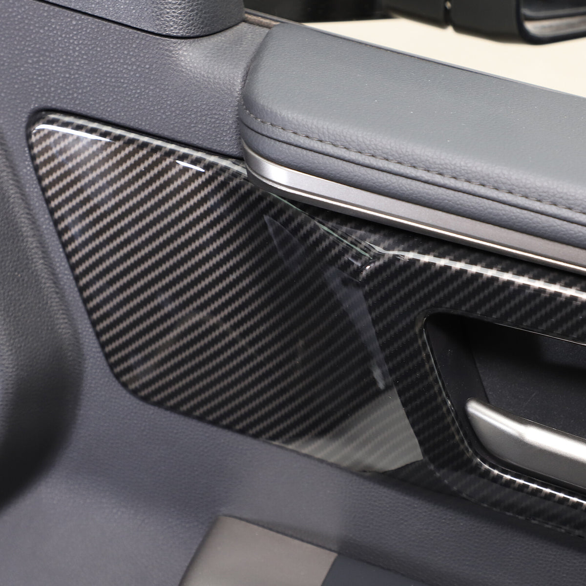 ABS Carbon Fiber Inner Door Handle Panel Frame Trim For Toyota Tundra 2022-23 US 13