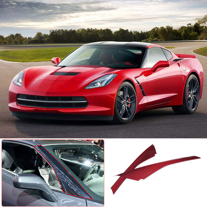 Red Carbon Fiber Exterior Windshield A Pillar Trim Cover For Corvette C7 14-19 4