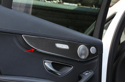 Fit For Benz C-Class 2015-2021 Real Carbon Fiber Interior Door Panel Cover Trim 8