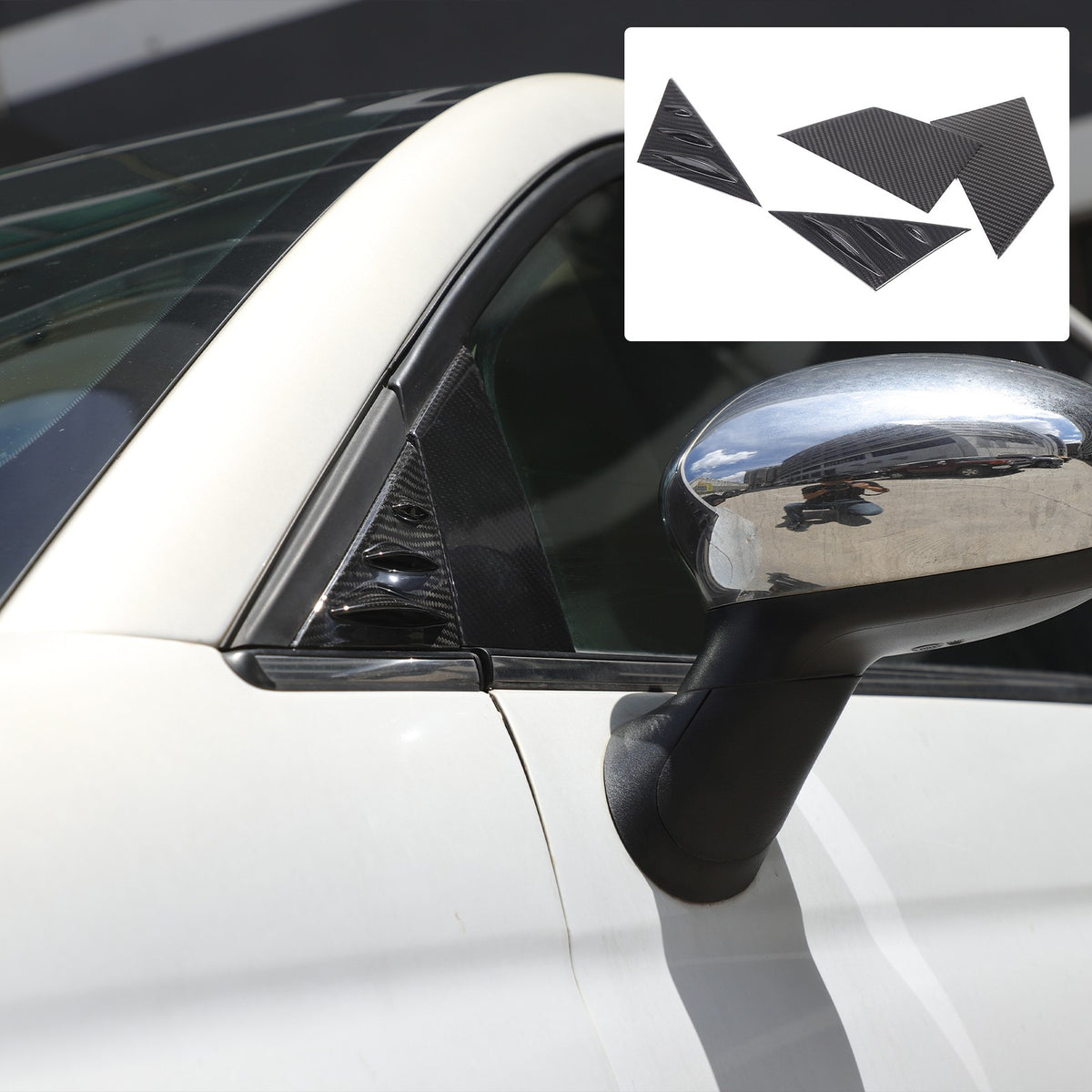 Real Carbon Fiber External A-Pillar Triangle Trim Cover For Fiat 500 2010+ 20