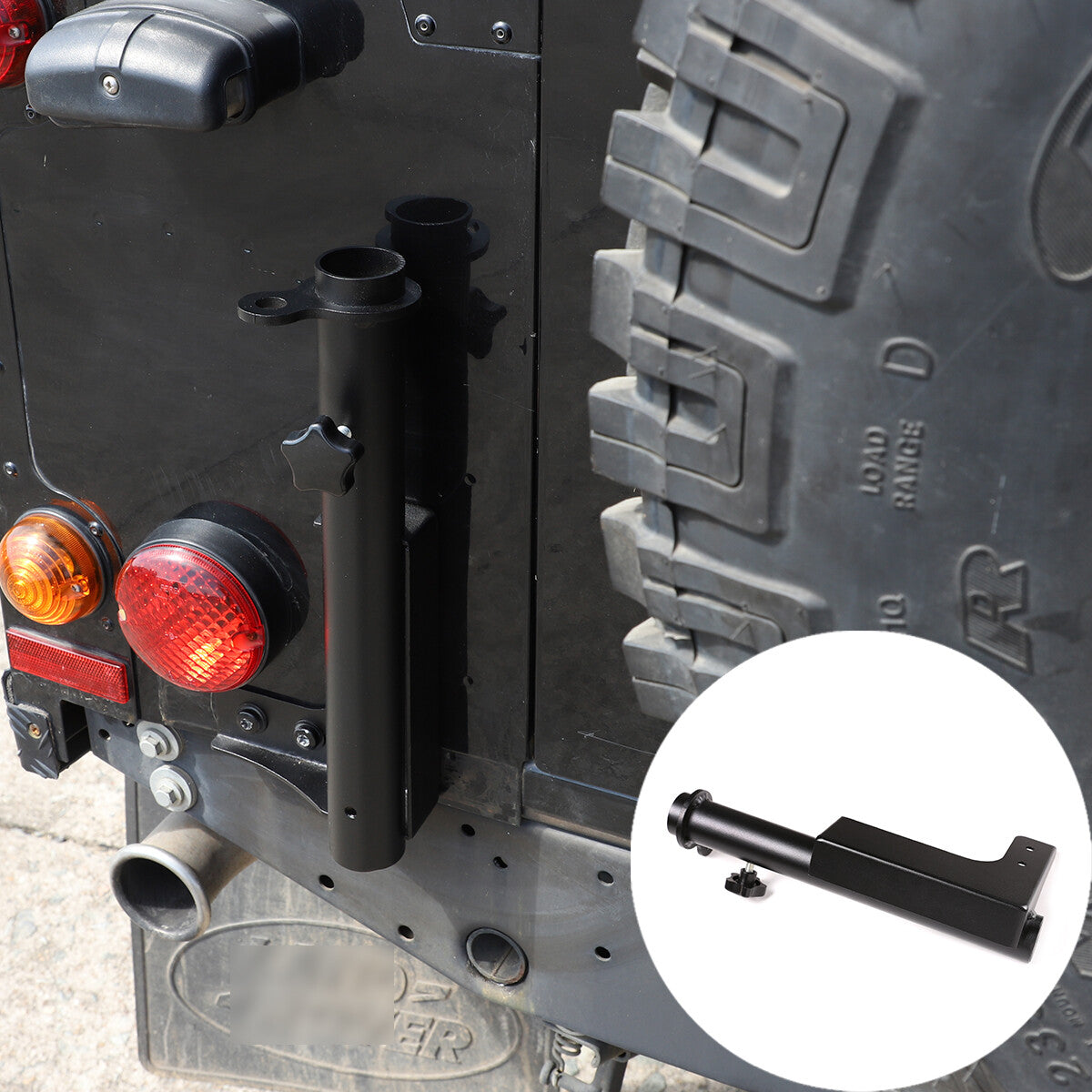 Alloy Right Tailgate Flag Pole & Antenna Bracket For Land Rover Defender 04-19 3