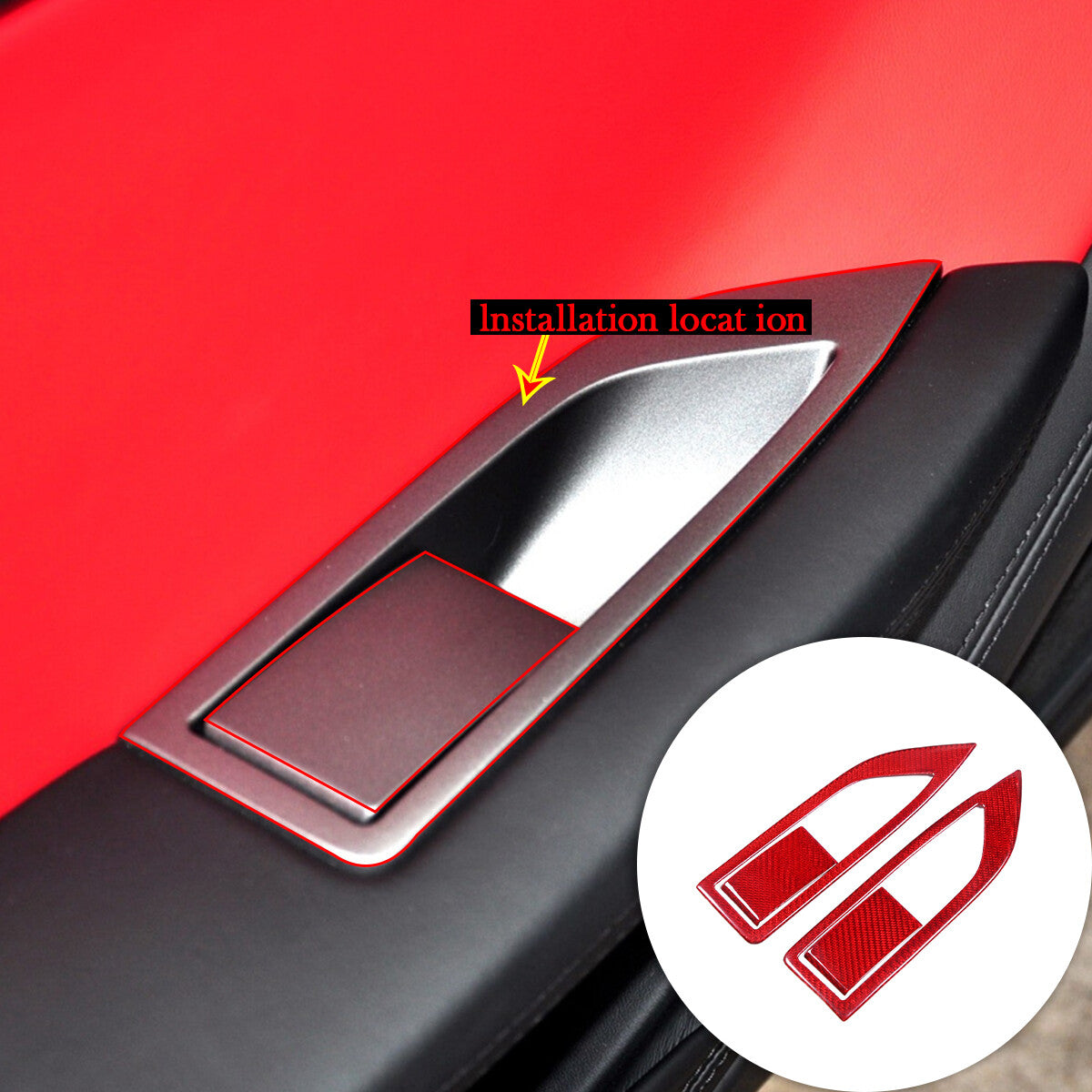 Red Real Carbon Fiber Center Interior Set Cover Trim Kit For Ferrari 458 2011-16 35