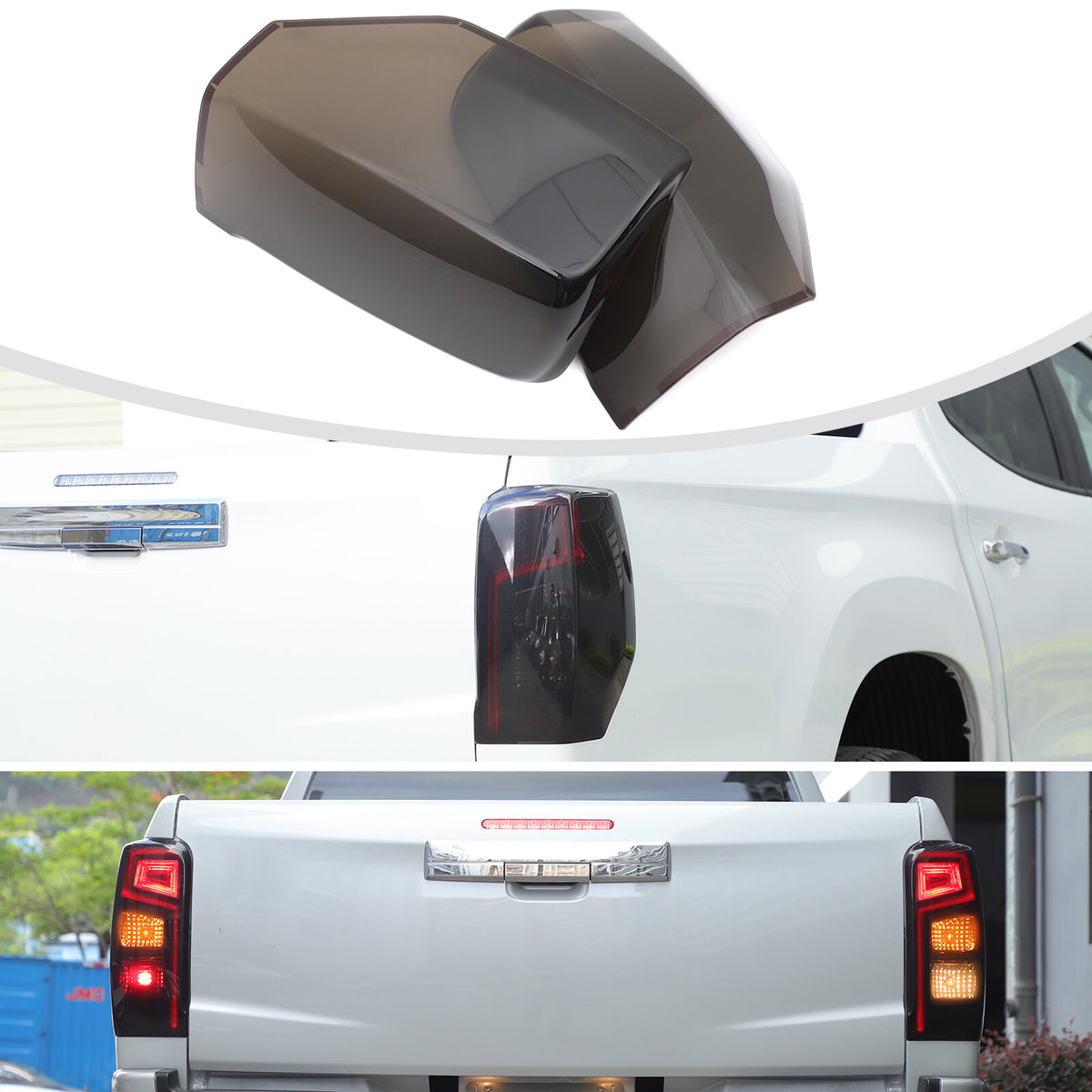 Smoked Black Rear Tail Light Guard Cover Trim Bezels For Mitsubishi L200 2019+ 11