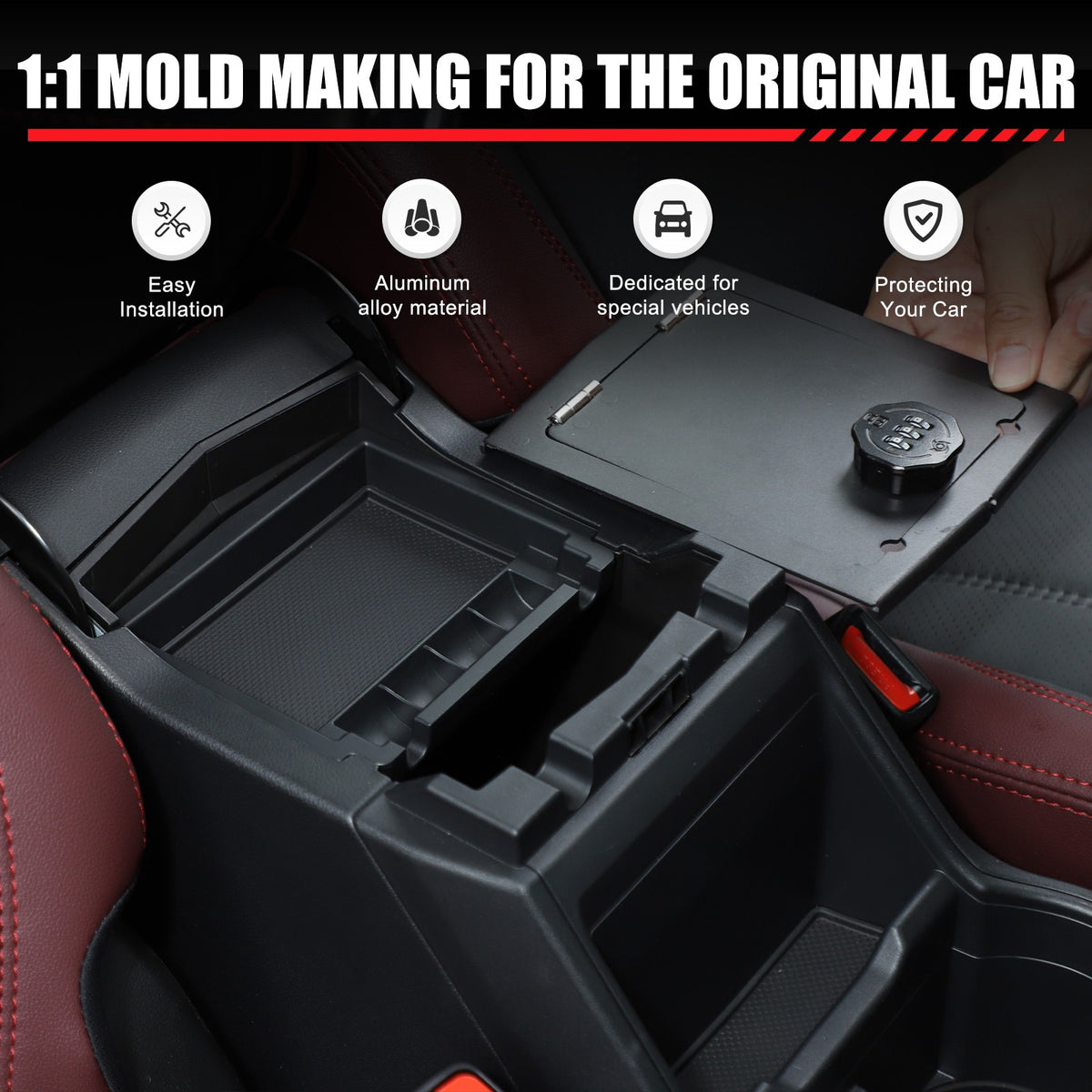 Alloy Center Console Safe GUN Storage Lock Box Tray For Subaru Forester SK 19-24 6