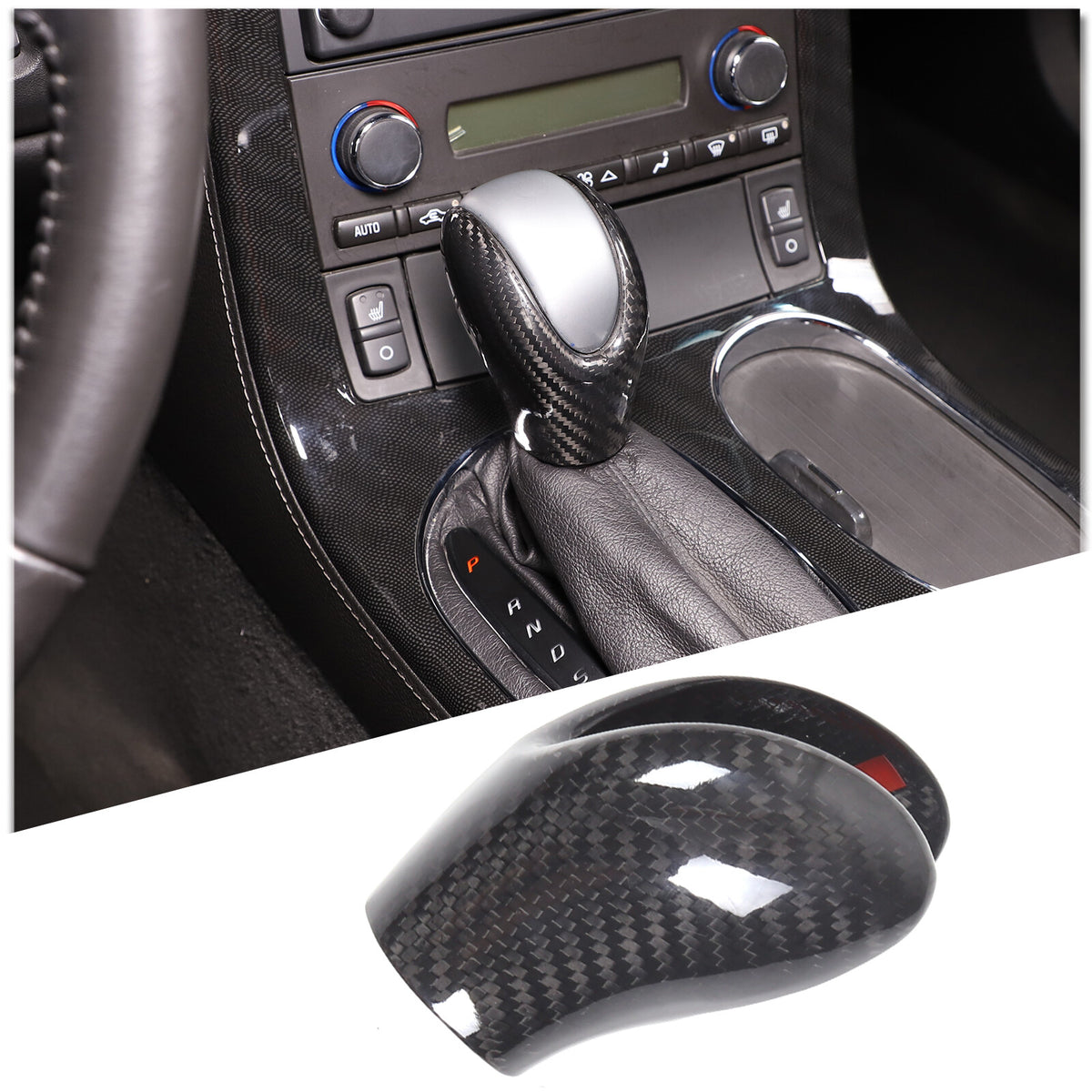 Real Carbon Fiber Car Gear Shift Knob Cover Head Trim For Corvette C6 2005-2013 11