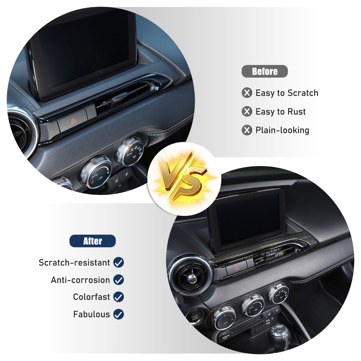 Real Carbon Fiber Center Console air outlet Trim Cover For Mazda MX-5 Miata 16+ 12