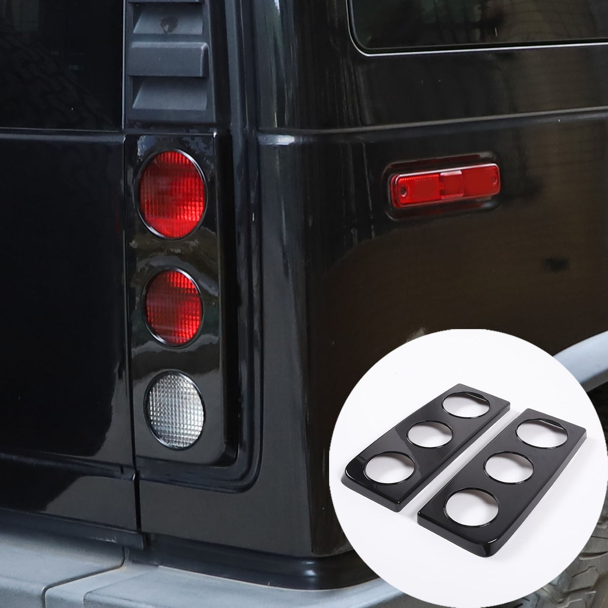 34pcs Glossy Piano Black Full Bumper Tail Light Trim Kit For Hummer H2 2003-2009 5