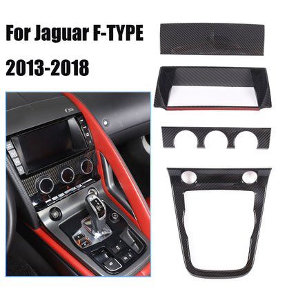 ABS Carbon Fiber Interior Center Console Trim Cover Set For Jaguar F-TYPE 13-18 1