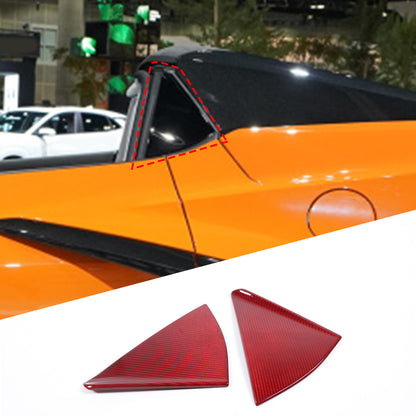 Red Real Carbon Window Triangle Cover Trim For Corvette C8 Convertible Z06 Z51 4