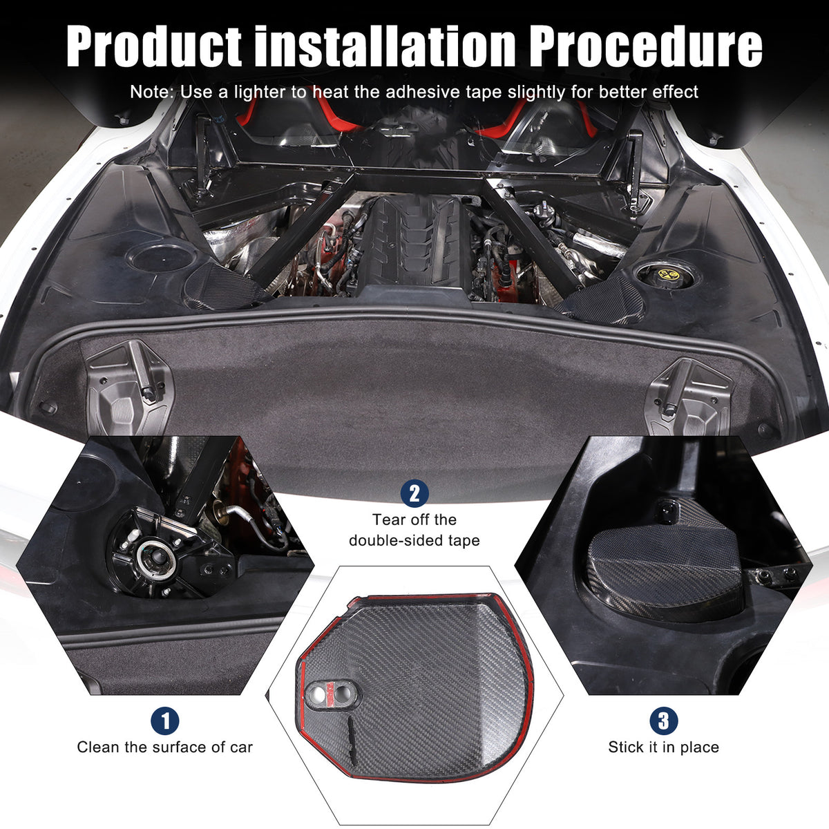Real Carbon Fiber Rear Strut Shock Tower Cover Mag Ride For Corvette C8 2020-26 21