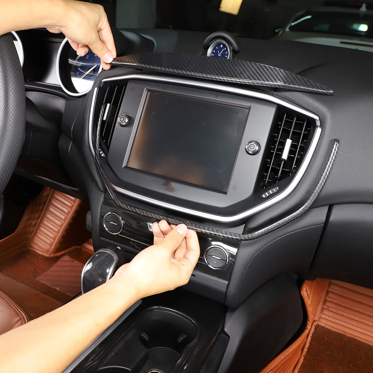 Carbon Central Console Air Outlet Vent Cover Trim For Maserati Ghibli 2014-2015 6