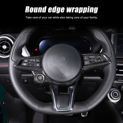 Real Carbon Fiber Steering Wheel Cover Trim For Alfa Romeo Giulia/Stelvio 2020+ 19