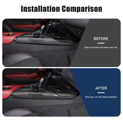 Real Carbon Fiber Console Gear Shift Frame Side Cover For Toyota Supra A90 19-25 7