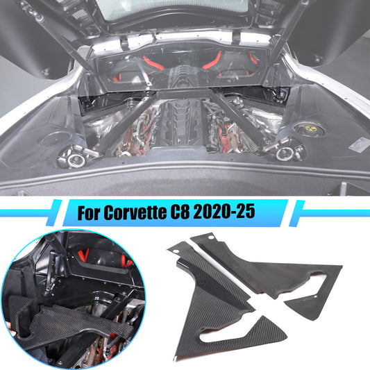 For 20-Up Corvette C8 CARBON FIBER Engine Bay Trim Appearance Corner Vent Cover 1